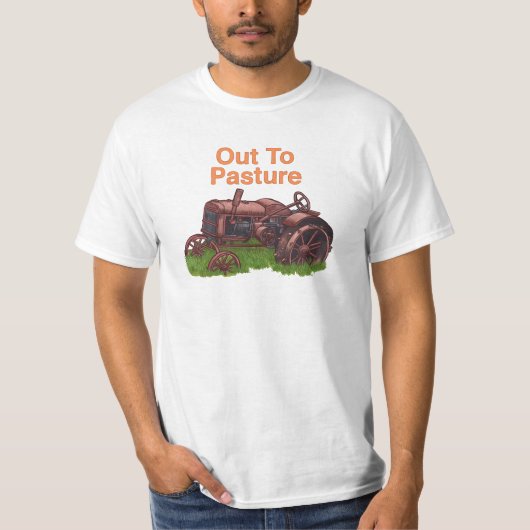 Een naar de weide gaande tractor boer t-shirt (Voorkant)