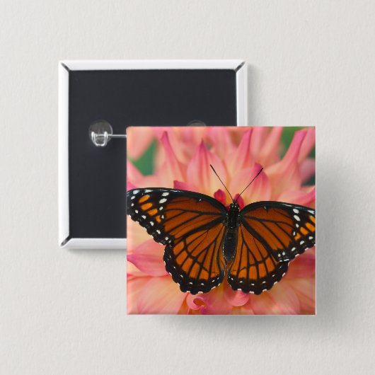 Een nabootsing van de monboogvlinder vierkante button 5,1 cm (Voorkant /achterkant)