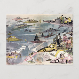 Een nacht bij de opera in 2000 door Albert Robida  Briefkaart