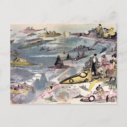 Een nacht bij de opera in 2000 door Albert Robida  Briefkaart (Voorkant)