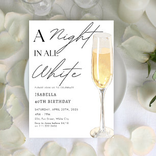 Een nacht in All White Party Champagne Verjaardag Kaart