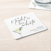 Een nacht in alle witte verjaardag kartonnen onderzetters (Schuin)