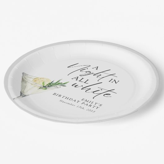 Een nacht in alle witte verjaardag papieren bordje (Gekanteld)