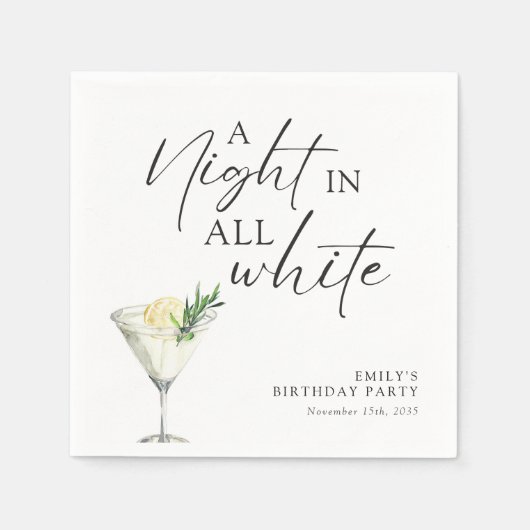 Een nacht in alle witte verjaardag servet (Voorkant)