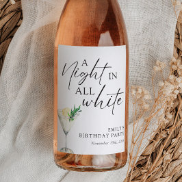 Een nacht in alle witte verjaardag wijn etiket