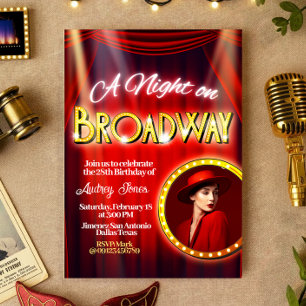 Een nacht in Broadway met foto-uitnodiging Kaart