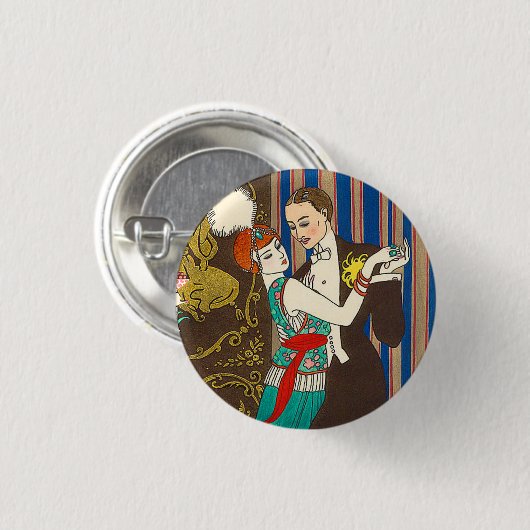 Een nacht in Decadent Paris Art Deco Button (Voorkant /achterkant)
