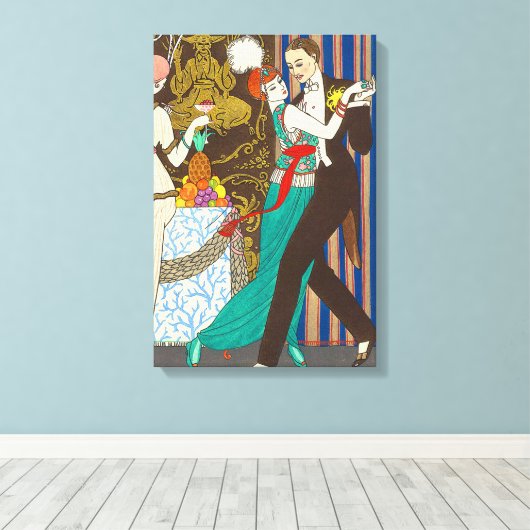Een nacht in Decadent Paris Art Deco Canvas Print (Insitu (Houten vloer))