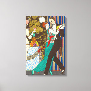 Een nacht in Decadent Paris Art Deco Canvas Print