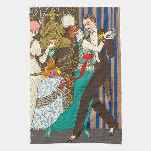 Een nacht in Decadent Paris Art Deco Kitchen Towel Theedoek