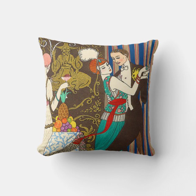 Een nacht in Decadent Paris Art Deco Pillow Kussen (Voorkant)