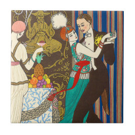 Een nacht in Decadent Paris Art Deco Tile Tegeltje