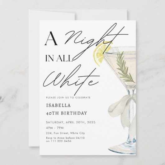 Een nacht in een volledig witte verjaardag kaart (Voorkant)