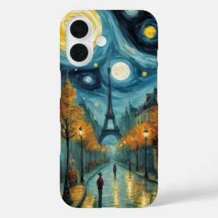 Een nacht in Parijs met Eiffeltoren Van Gogh stijl iPhone 16 Hoesje