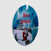 Een nacht met kerstkeramisch Ornament (voorkant)