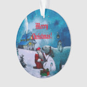 Een nacht met kerstkeramisch Ornament (voorkant)