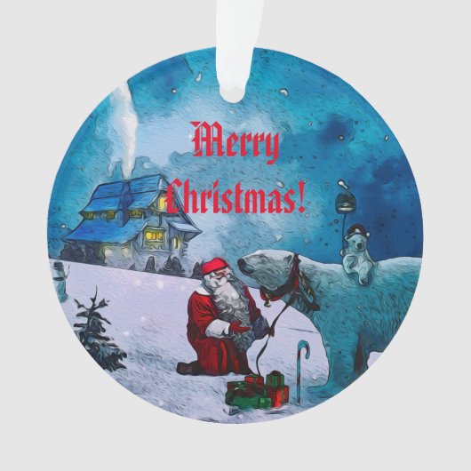 Een nacht met kerstkeramisch Ornament (voorkant)