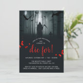 Een nacht om voor te sterven! Halloween Party Kaart (Staand voorkant)