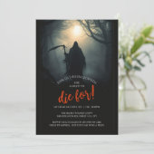 Een nacht om voor te sterven! Halloween Party Kaart (Staand voorkant)