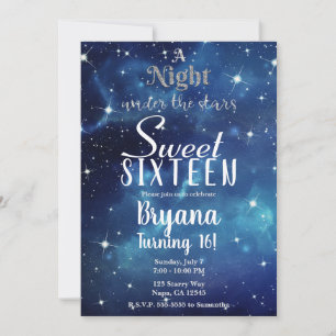 Een nacht onder de Star Blue Starry Sky Sweet 16 I Kaart