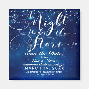 Een nacht onder de Stars Blue Wedding Save the Dat Magneet