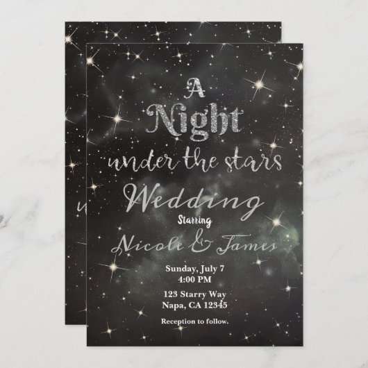 Een nacht onder de Stars Dark Night Sky bruiloft Kaart (Voorkant / Achterkant)