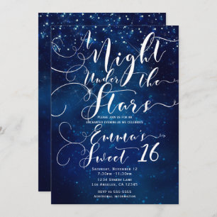 EEN NACHT ONDER DE STARS Starry Blue Sky Sweet 16 Kaart
