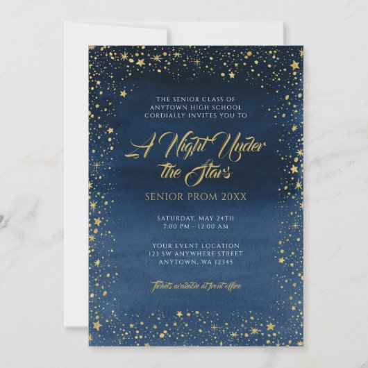 Een Nacht Onder de Sterren Gouden Marineblauwe Gal Kaart (Voorkant)