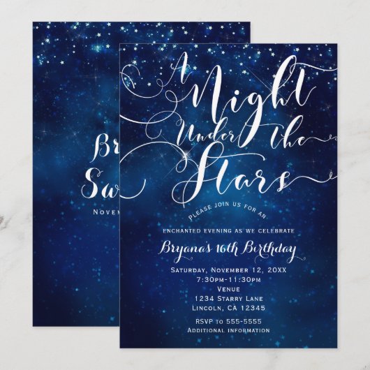 EEN NACHT ONDER DE STERREN Sterrenhemel Blauwe Luc Kaart (Voorkant / Achterkant)