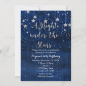 Een nacht onder de sterren Zilver & Blauwe Uitnodi Kaart (Voorkant)