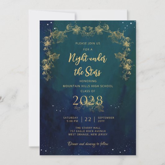 Een nacht onder het Afstuderen van de sterrenschoo Kaart (Voorkant)