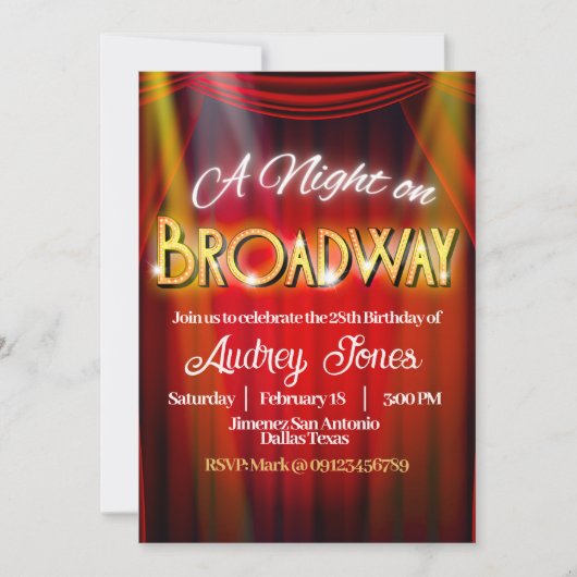 Een nacht op Broadway Kaart (Voorkant)