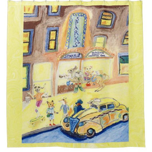 Een nacht op de stad douchegordijn (Voorkant)