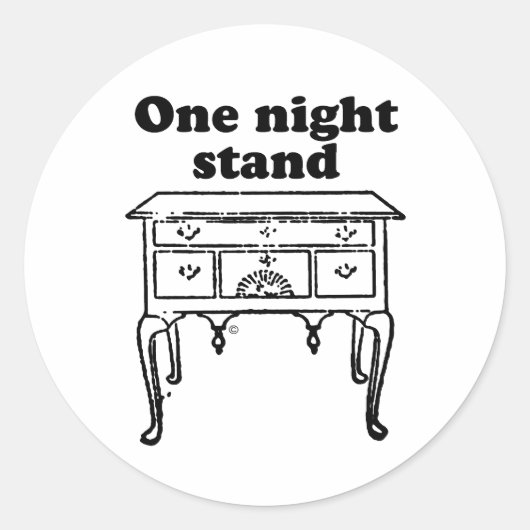 EÉN NACHT STAND RONDE STICKER (Voorkant)