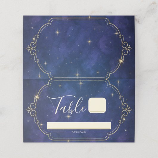 Een nacht tussen de sterren hemelse hemel bruiloft plaatskaartje (Buitenkant ongevouwen)