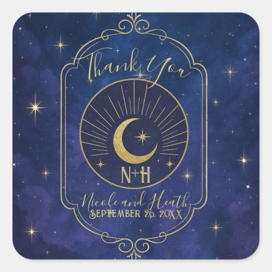 Een nacht tussen de sterren hemelse hemel bruiloft vierkante sticker (Voorkant)