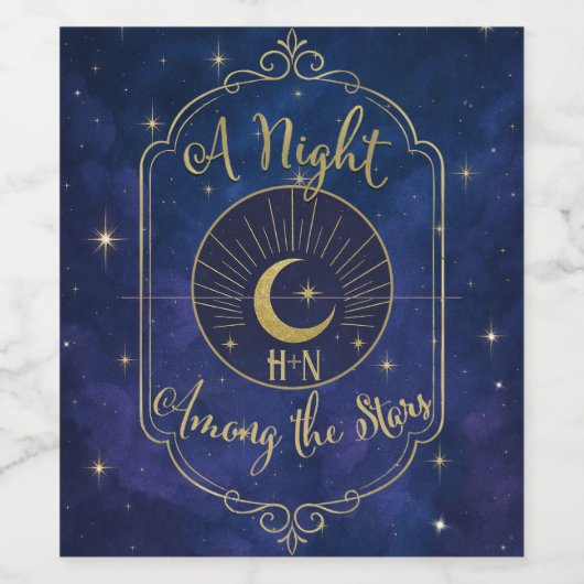 Een nacht tussen de sterren hemelse hemel bruiloft wijn etiket (Enkel label)