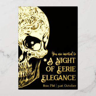 Een Nacht van Grimmige Elegantie Luxe Halloween Folie Uitnodiging