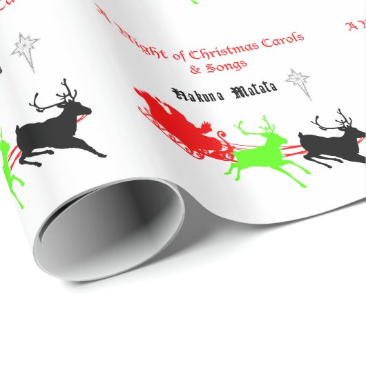 Een nacht van kerstliederen en kerstliederen Hakun Cadeaupapier (Rol Hoek)