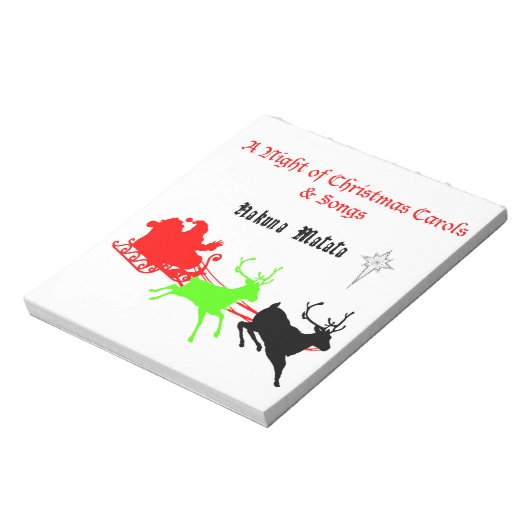 Een nacht van kerstliederen en kerstliederen Hakun Notitieblok (Linkerzijde)