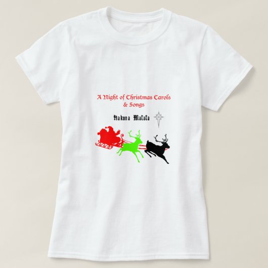 Een nacht van kerstliederen en kerstliederen Hakun T-shirt (Design voorkant)