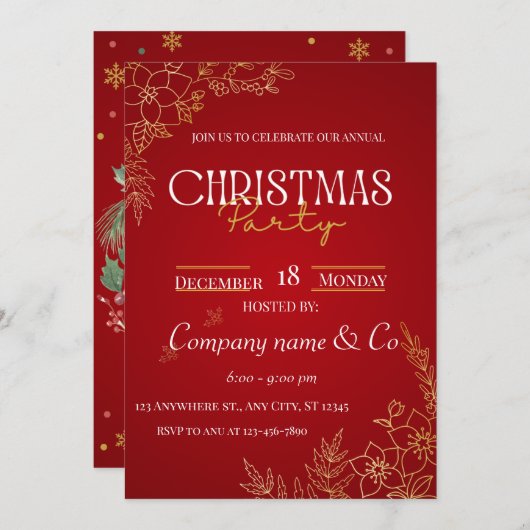 Een nacht van vreugde: Corporate Christmas Bash Kaart (Voorkant / Achterkant)