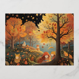 Een nacht van vriendschap en betovering folie feestdagen briefkaart