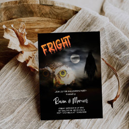 Een nacht vol angst met uil en geest - Halloween Kaart