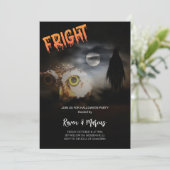 Een nacht vol angst met uil en geest - Halloween Kaart (Staand voorkant)