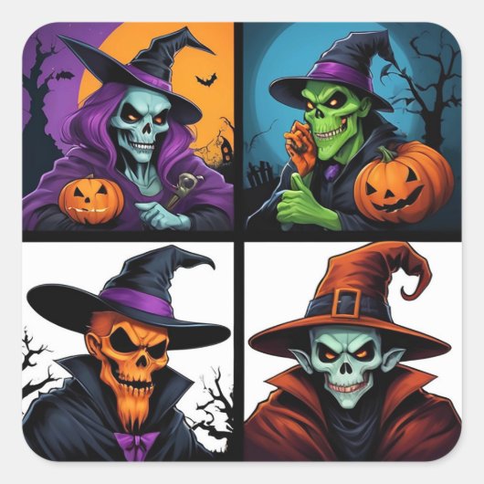 Een nacht vol Halloween magie Vierkante Sticker (Voorkant)