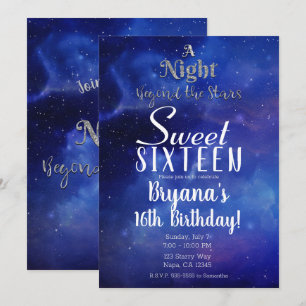 Een Nacht Voorbij de Sterren Sterren Sweet 16 Fees Kaart