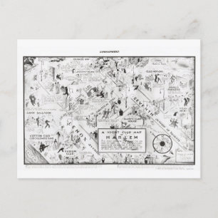 Een nachtclubkaart van Harlem, 1933 Briefkaart