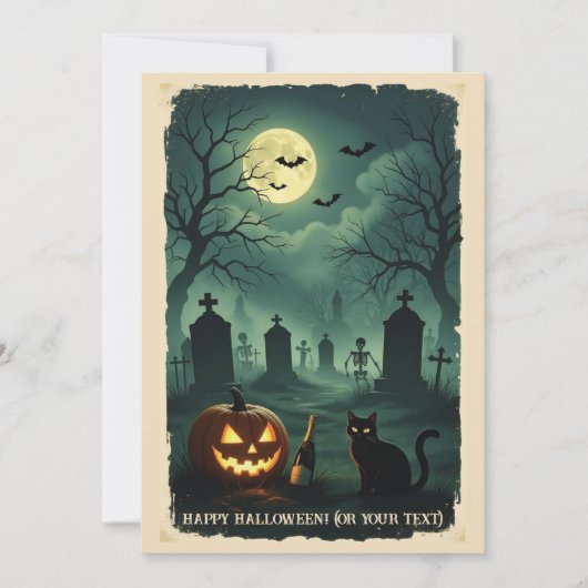 Een nachtelijk rendez-vous aan het einde van de we feestdagenkaart (Voorkant)