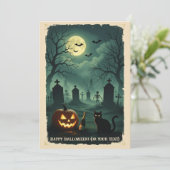 Een nachtelijk rendez-vous aan het einde van de we feestdagenkaart (Staand voorkant)